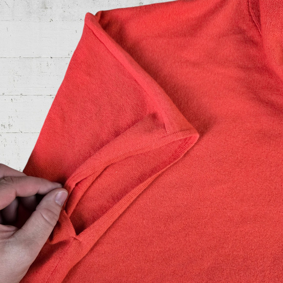 N Peal Coral Orange Cashmere Turtleneck Poncho Shawl Luxury Sweater One Size - Picture 6 of 7